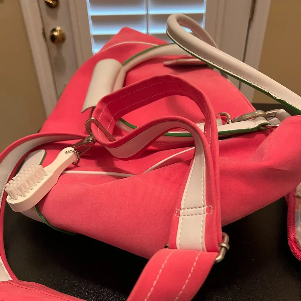 Diane Von Furstenberg pink weekend tote with accessories bags, brush, tag